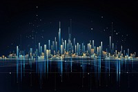 Abstract data graph with charts cityscape architecture outdoors.