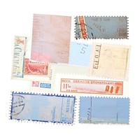 Postage stamp document passport envelope.