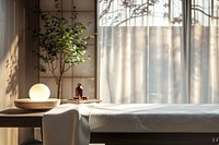 Massage room of wellness spa furniture window chair.