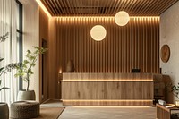 Reception of wellness spa architecture furniture building.
