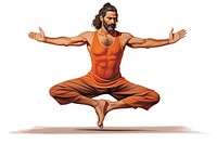 Man practising yoga sports white background concentration.