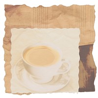 Hot coffee collage ripped paper drink cup mug.