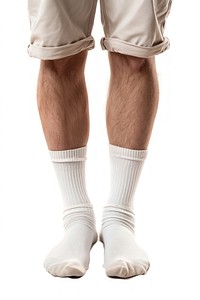 Ankle plain white sock portrait footwear standing.