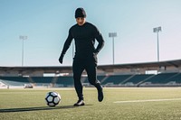 Young man playing soccer football sports adult.