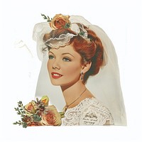 Woman wedding collage cutouts portrait fashion flower.