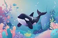 Cute orca whale background cartoon animal shark.