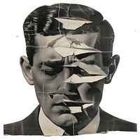Man cry collage cutouts portrait art photography.