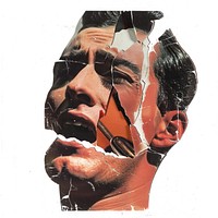 Man cry collage cutouts portrait adult art.
