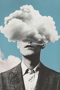 A man with a cloud on his head portrait adult white.