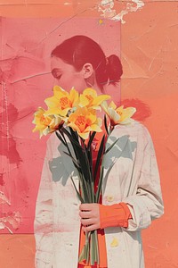 Minimal retro collage of a photo self love flower plant art.