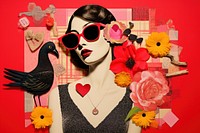 Retro collage of love art sunglasses flower.