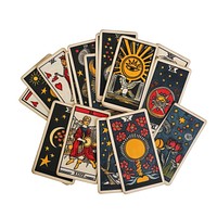 Tarot cards gambling game white background.