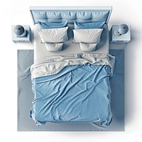 A bedroom furniture blanket blue.