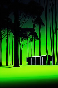 Photo of a eucalyptus forest green architecture silhouette.