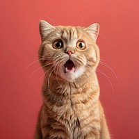 Photo of shocked cat pet portrait mammal.