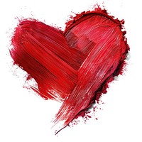 Heart shape brush strokes red white background splattered.