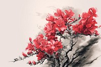Silkscreen of azalea art painting blossom.