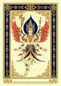 An thai traditional angel gold art representation.