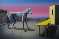 Surrealistic Scene painting illustration of dog art animal mammal.