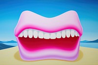 Surrealistic Scene painting illustration of fangs teeth happiness smiling.
