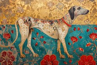 Medieval Persian painting art of dog backgrounds tapestry pointer.