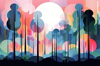 Vector forest landspace impressionism art graphics outdoors.