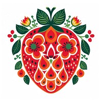 Vector strawberry impressionism art embroidery graphics.