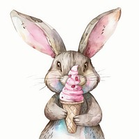 Rabbit Holding Ice cream rabbit ice cream dessert.