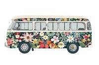 Flower CollageTravel bus transportation automobile vehicle.