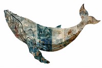 Blue whale shape collage cutouts furniture animal mammal.