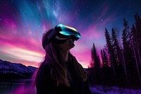 VR glasses silhouette photography aurora sky accessories.
