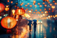 Vietnamese couple dating lighting festival person.