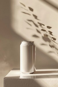 White soda can Mockup windowsill bottle shaker.