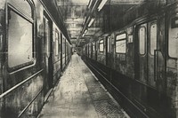 Subway of etching subway transportation terminal.