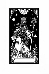 The Queen tarot logo art publication illustrated.