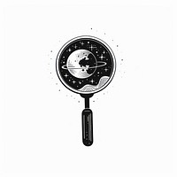 Surreal aesthetic magnifying glass logo cookware cooking pan.