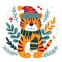 Tiger Christmas in funky art illustrated graphics.