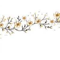 Gold glitter single line of little flower christmas border graphics pattern blossom.