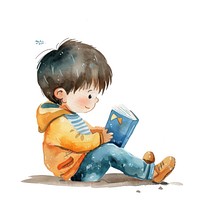 Aesthetic of boy reading art publication illustrated.