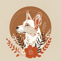 Boho aesthetic dog logo art graphics animal.