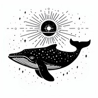 Surreal aesthetic whale logo art illustrated drawing.