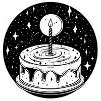 Surreal aesthetic birthday cake logo art dessert candle.