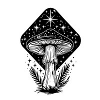 Surreal aesthetic mushroom logo art illustrated drawing.