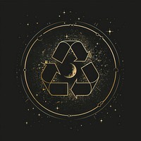 Surreal aesthetic recycle icon logo blackboard symbol disk.