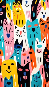 Wallpaper colorful dogs abstract illustrated painting drawing.