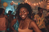 African teenager dancing birthday party night happy laughing person.