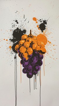 Silkscreen on paper of a grape graphics grapes painting.