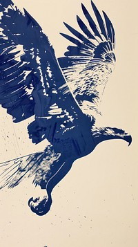 Silkscreen on paper of a eagle vulture animal flying.