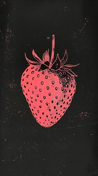 Silkscreen on paper of a strawberry produce animal fruit.