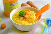 Baby food spoon bowl soup.